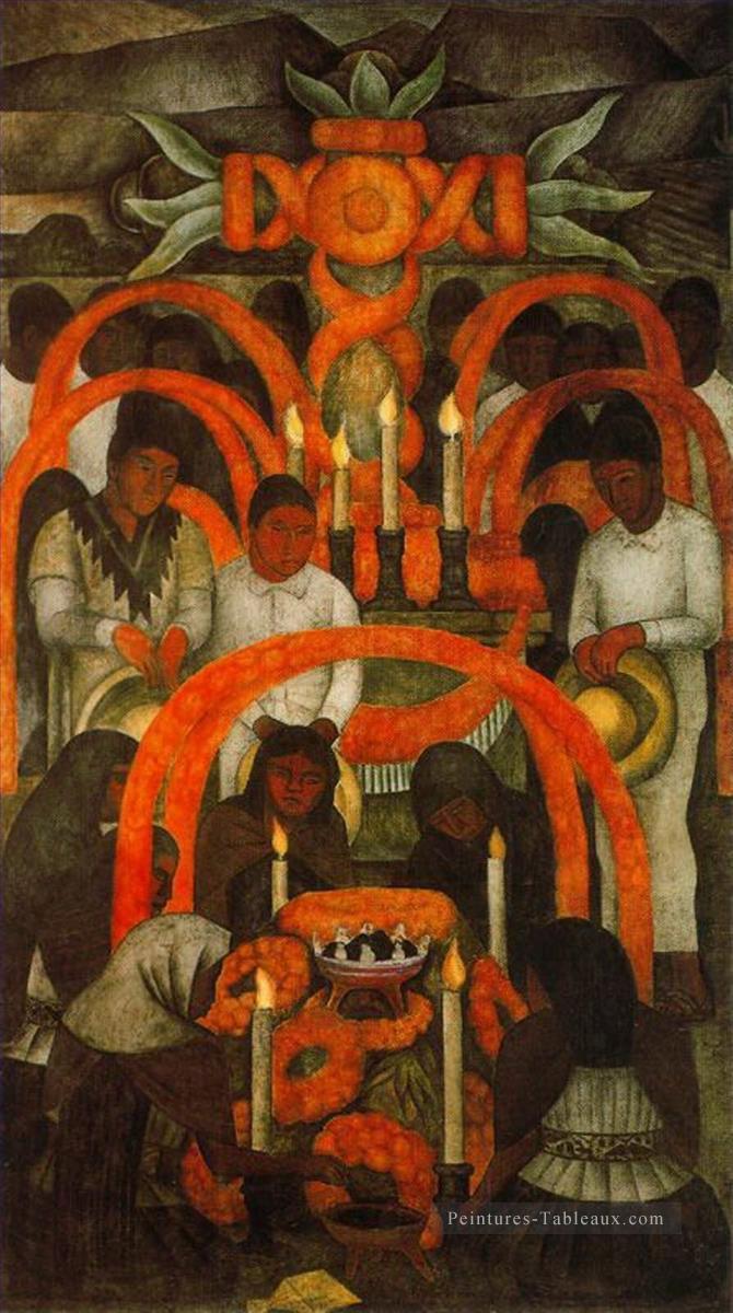 l’offrande sacrificielle du jour des morts 1924 Diego Rivera Peintures à l'huile